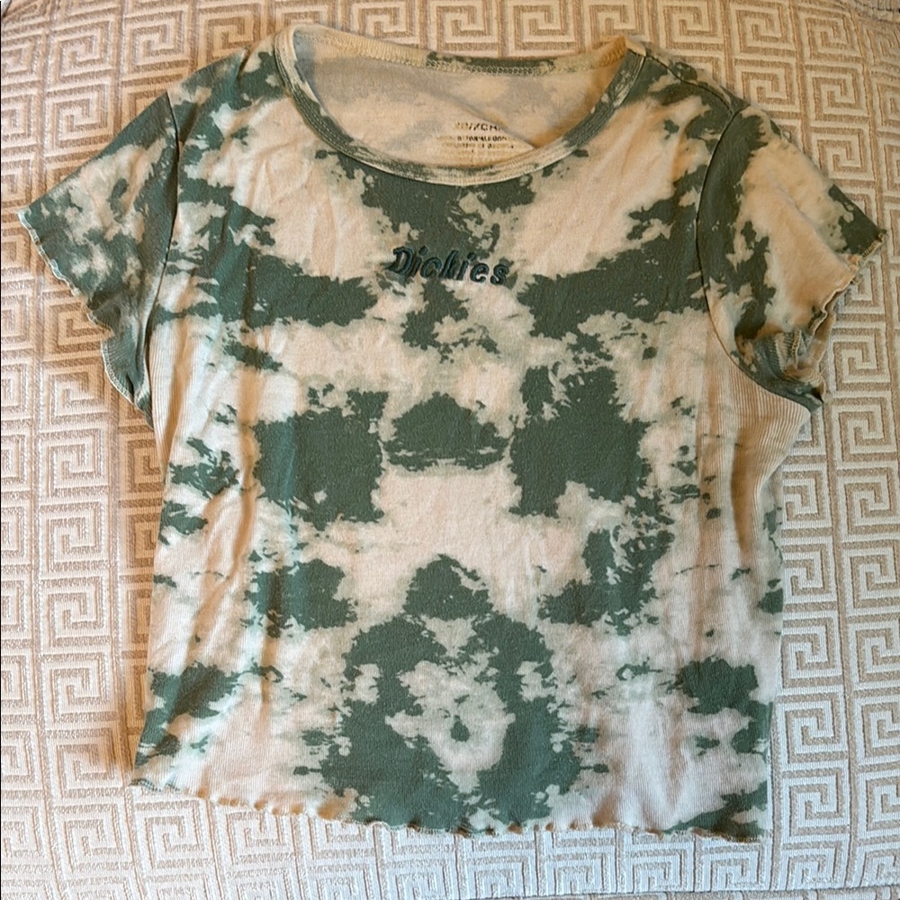 Dickies Green and White Crop Relaxed T-Shirt